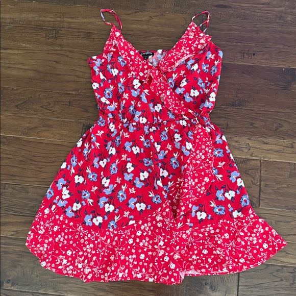 Floral Red Ruffle Dress - Size Small - Picture 1 of 4